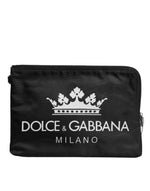 Dolce &amp; Gabbana Black DG Milano Print Nylon Pouch Clutch Bag