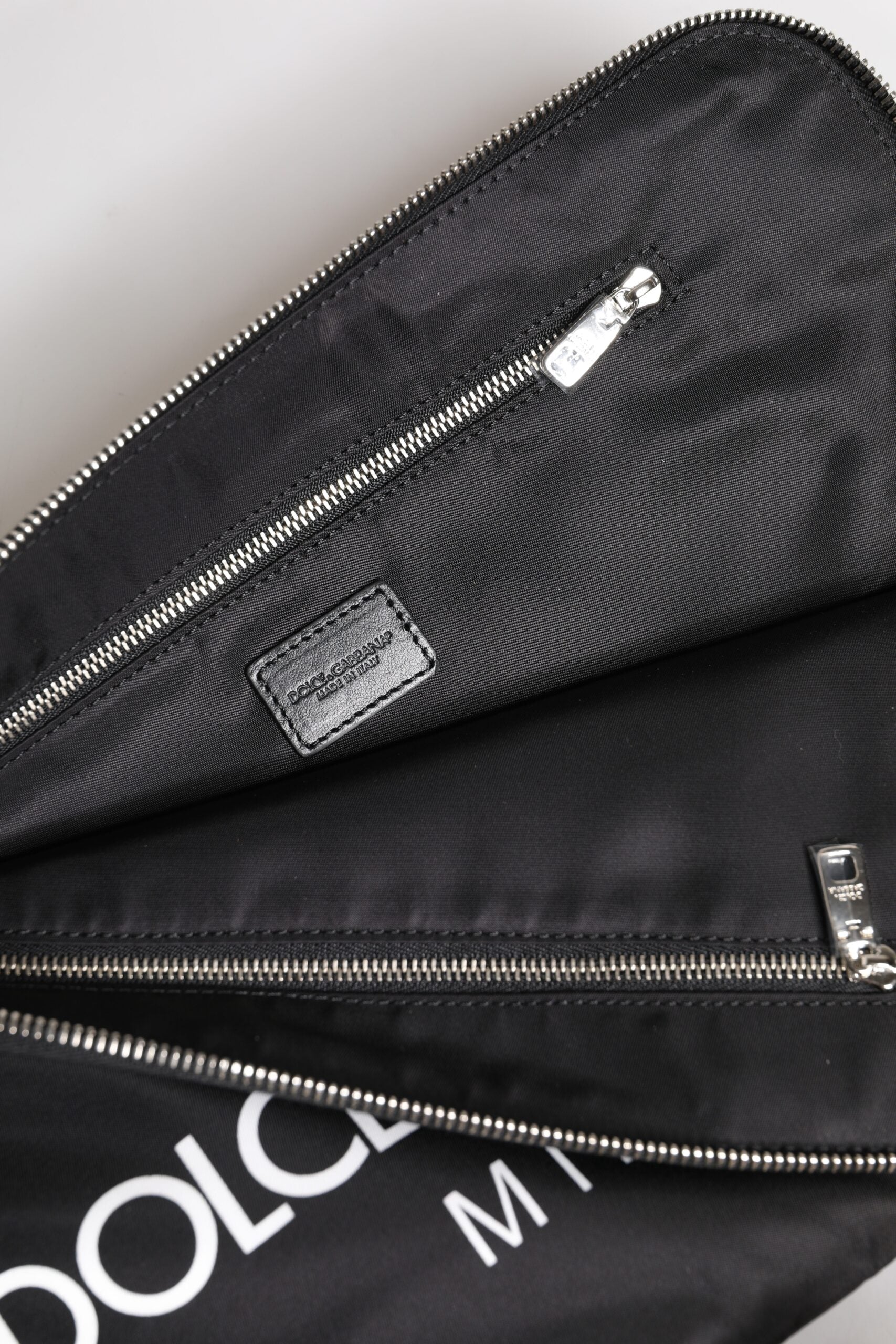 Dolce &amp; Gabbana Black DG Milano Print Nylon Pouch Clutch Bag
