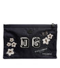 Dolce & Gabbana Blue DG Logo Patch Embellished Pouch Clutch Bag