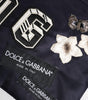 Dolce & Gabbana Blue DG Logo Patch Embellished Pouch Clutch Bag