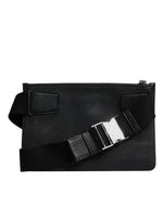 Dolce & Gabbana Black Leather Logo Plaque Purse Fanny Pack Bag
