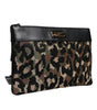 Dolce & Gabbana Multicolor Leopard Jacquard Print Logo Plaque Pouch Bag