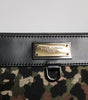 Dolce & Gabbana Multicolor Leopard Jacquard Print Logo Plaque Pouch Bag