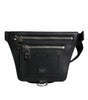 Dolce & Gabbana Black Calfskin Logo Plaque Belt Waist Men Fanny Pack Bag