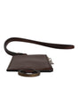 Dolce & Gabbana Brown Calf Leather Lanyard Logo Card Holder Wallet