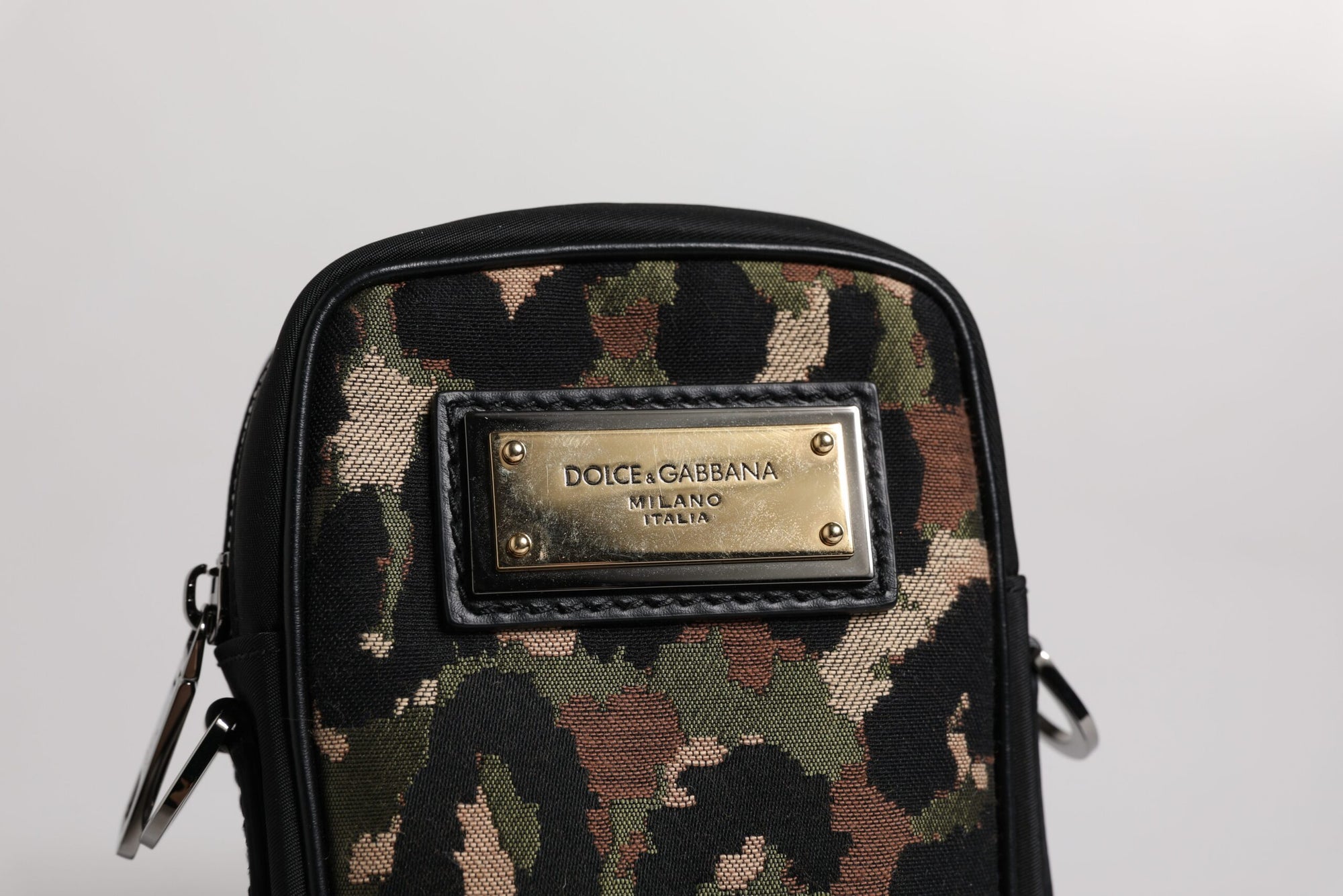 Dolce &amp; Gabbana Multicolor Leopard Jacquard Logo Plaque Neck Strap Bag
