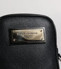Dolce & Gabbana Black Nylon Leather Logo Plaque Crossbody Sling Bag