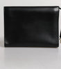 Sac porte-documents en cuir noir Dolce &amp; Gabbana avec plaque logo