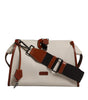 Dolce & Gabbana Beige Brown Cotton Leather Duffle Shoulder Bag