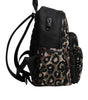Dolce & Gabbana Multicolor Leopard Print DG Logo Plaque Men Backpack Bag