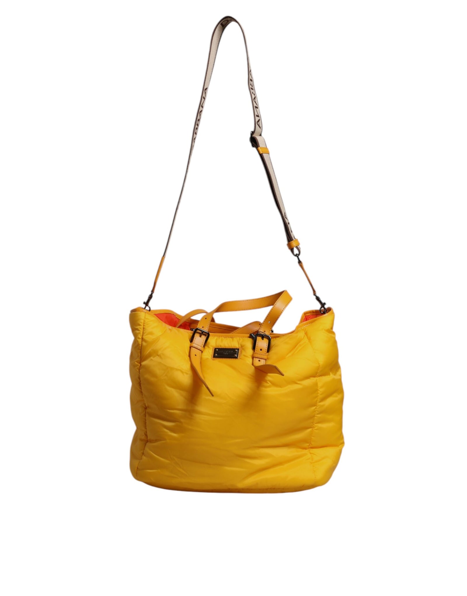 Sac de sport à bandoulière Dolce & Gabbana en nylon jaune orange avec plaque logo