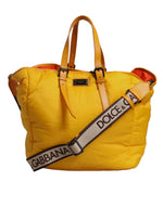 Sac de sport à bandoulière Dolce & Gabbana en nylon jaune orange avec plaque logo