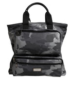 Sac fourre-tout en coton camouflage gris Dolce & Gabbana à compartiments multiples