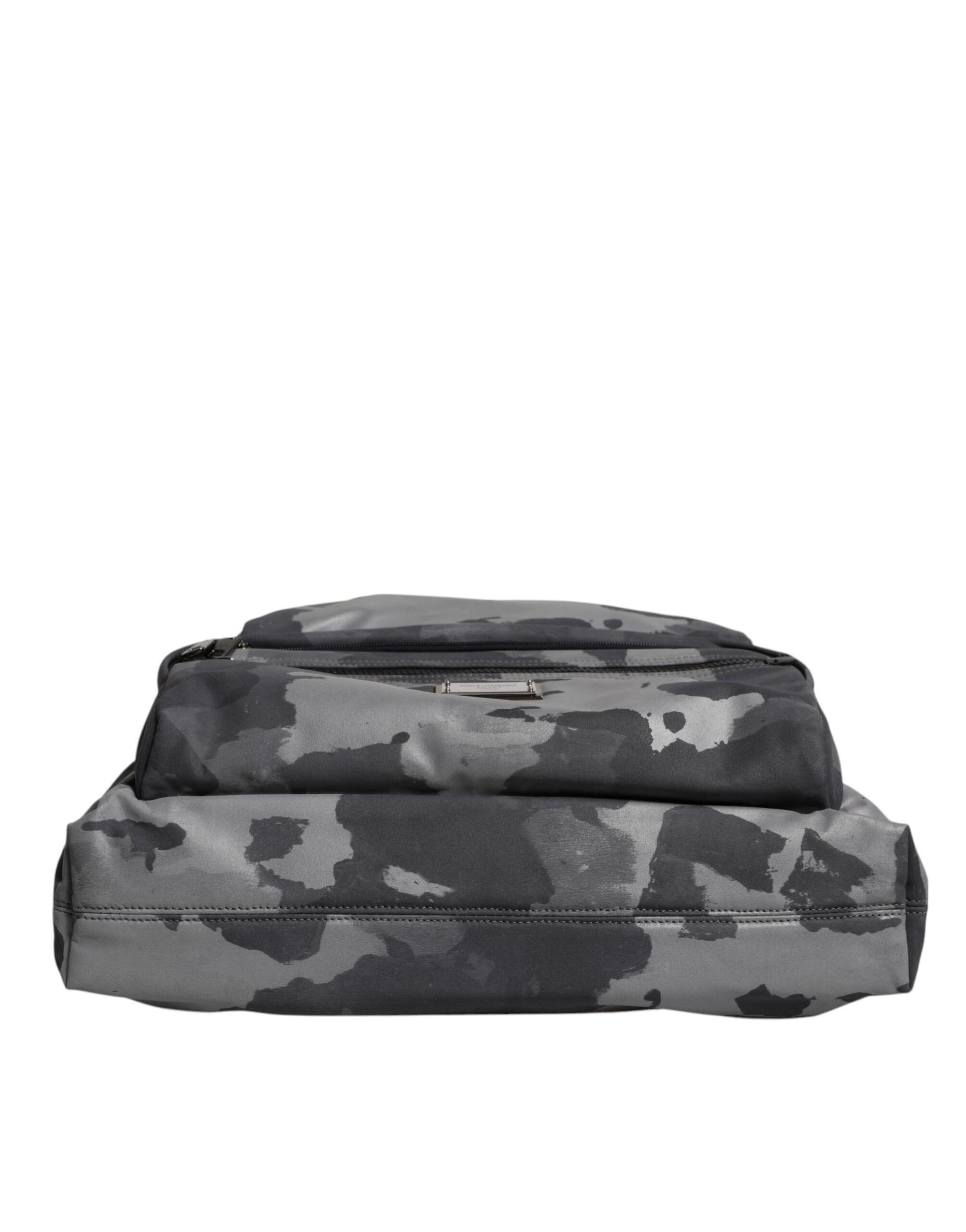 Sac fourre-tout en coton camouflage gris Dolce & Gabbana à compartiments multiples