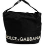 Dolce & Gabbana Black Nylon White Iconic Logo Shoulder Bucket Bag
