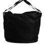 Dolce & Gabbana Black Nylon White Iconic Logo Shoulder Bucket Bag