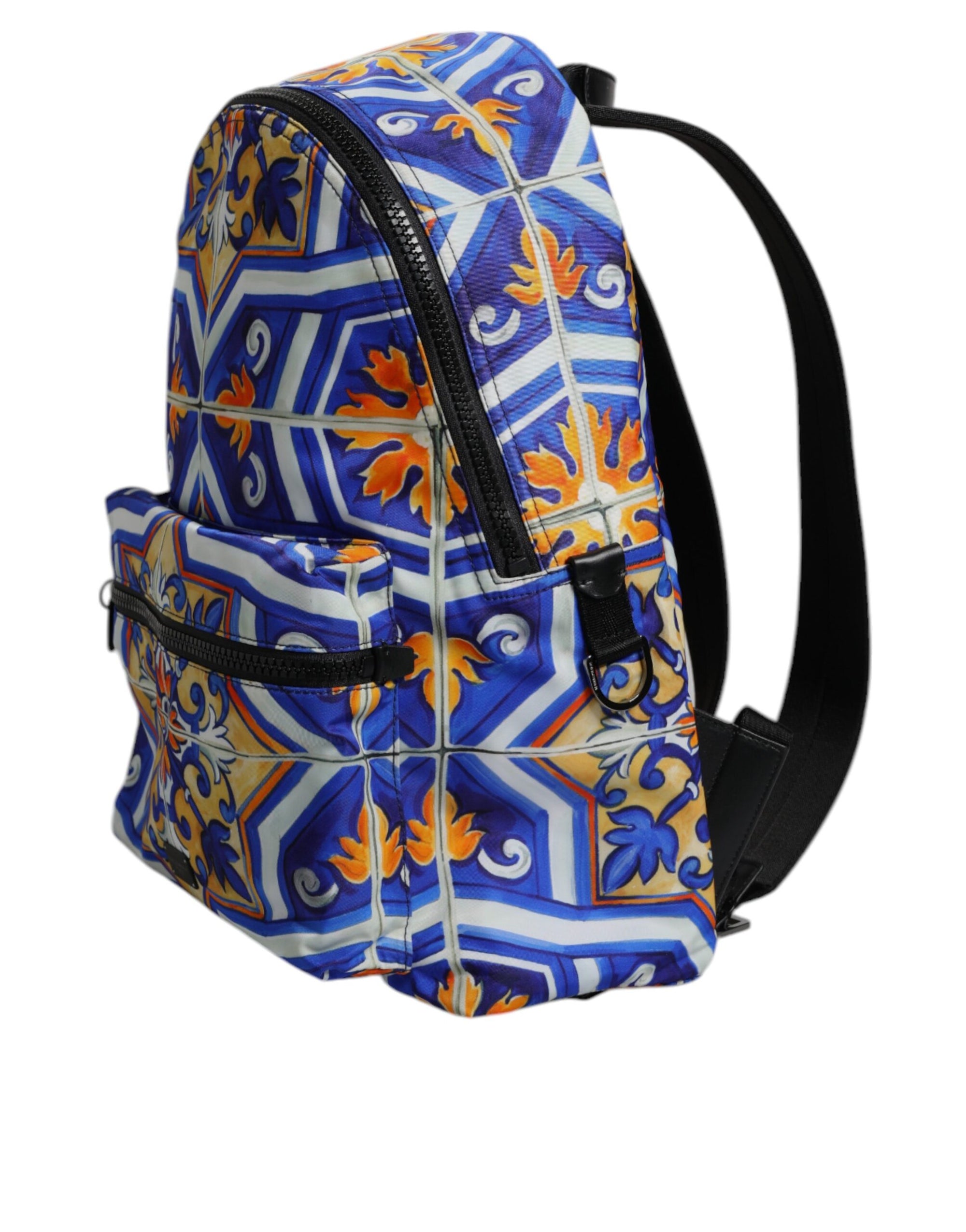 Sac à dos de voyage en nylon imprimé majolique multicolore Dolce & Gabbana
