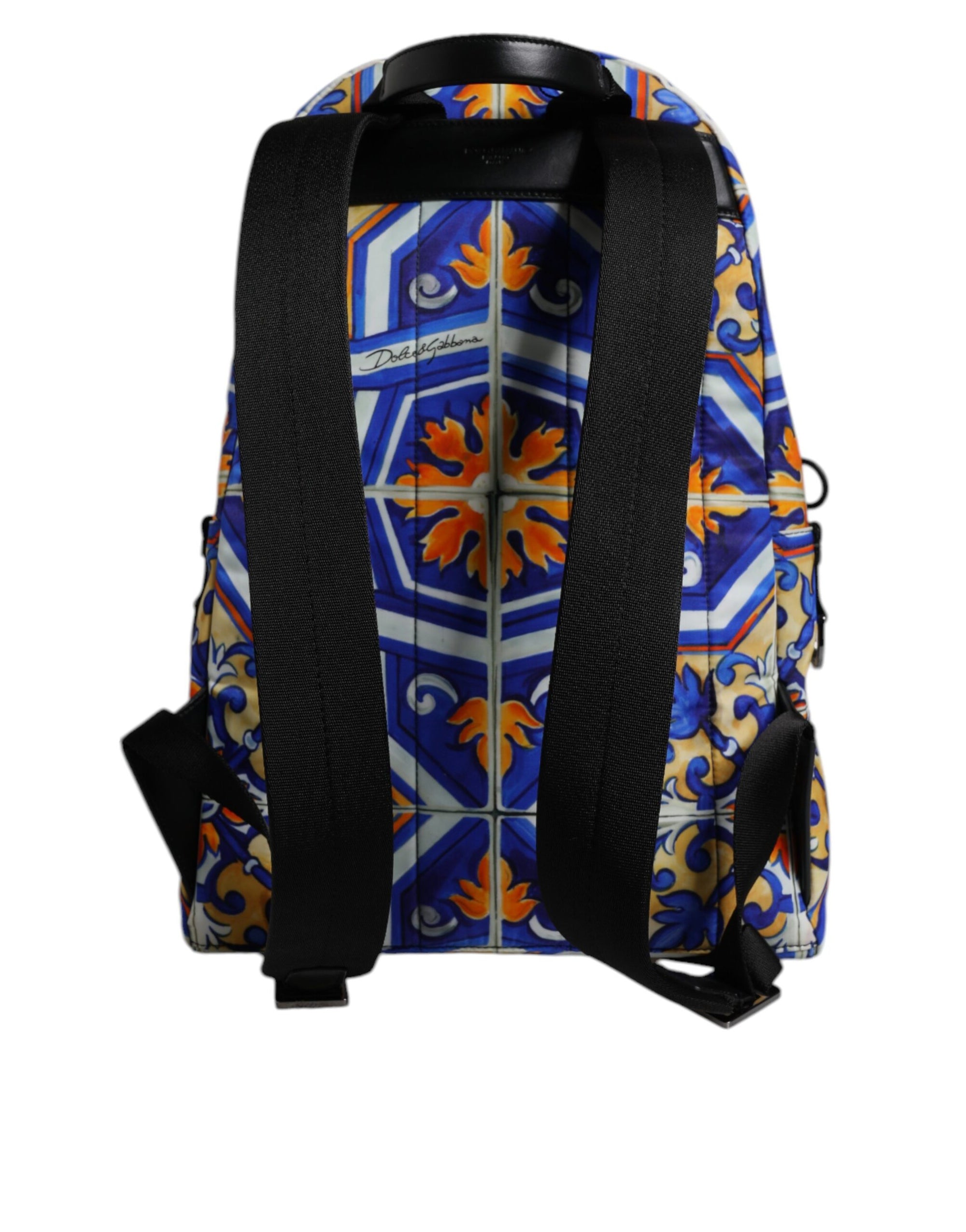 Sac à dos de voyage en nylon imprimé majolique multicolore Dolce & Gabbana