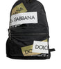 Dolce & Gabbana Black Logo Tape Polyamide School Travel Backpack Bag