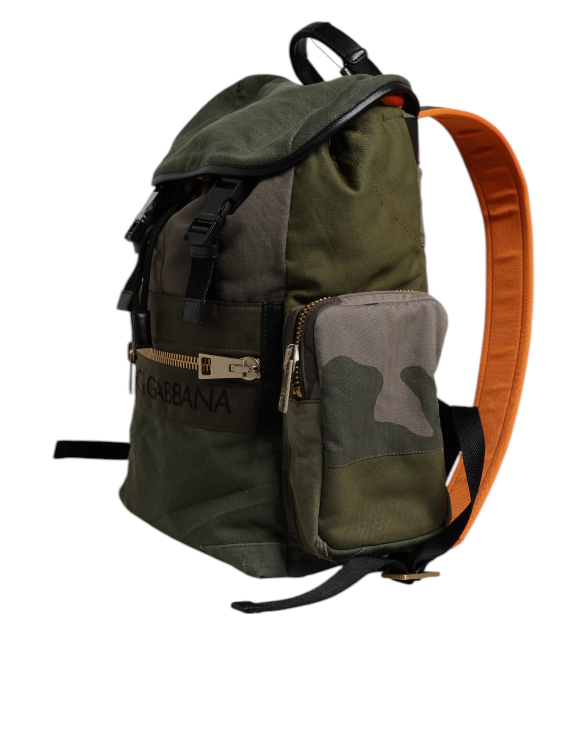 Sac à dos de voyage patchwork vert militaire Dolce & Gabbana