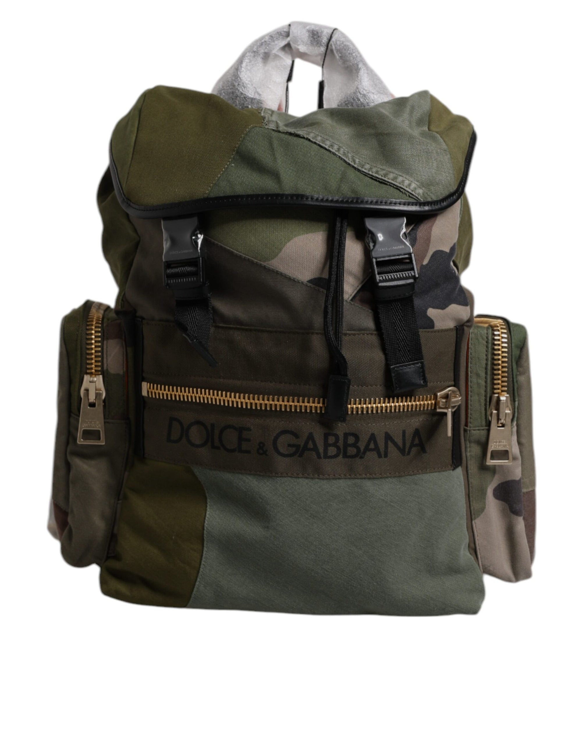 Sac à dos de voyage patchwork vert militaire Dolce & Gabbana