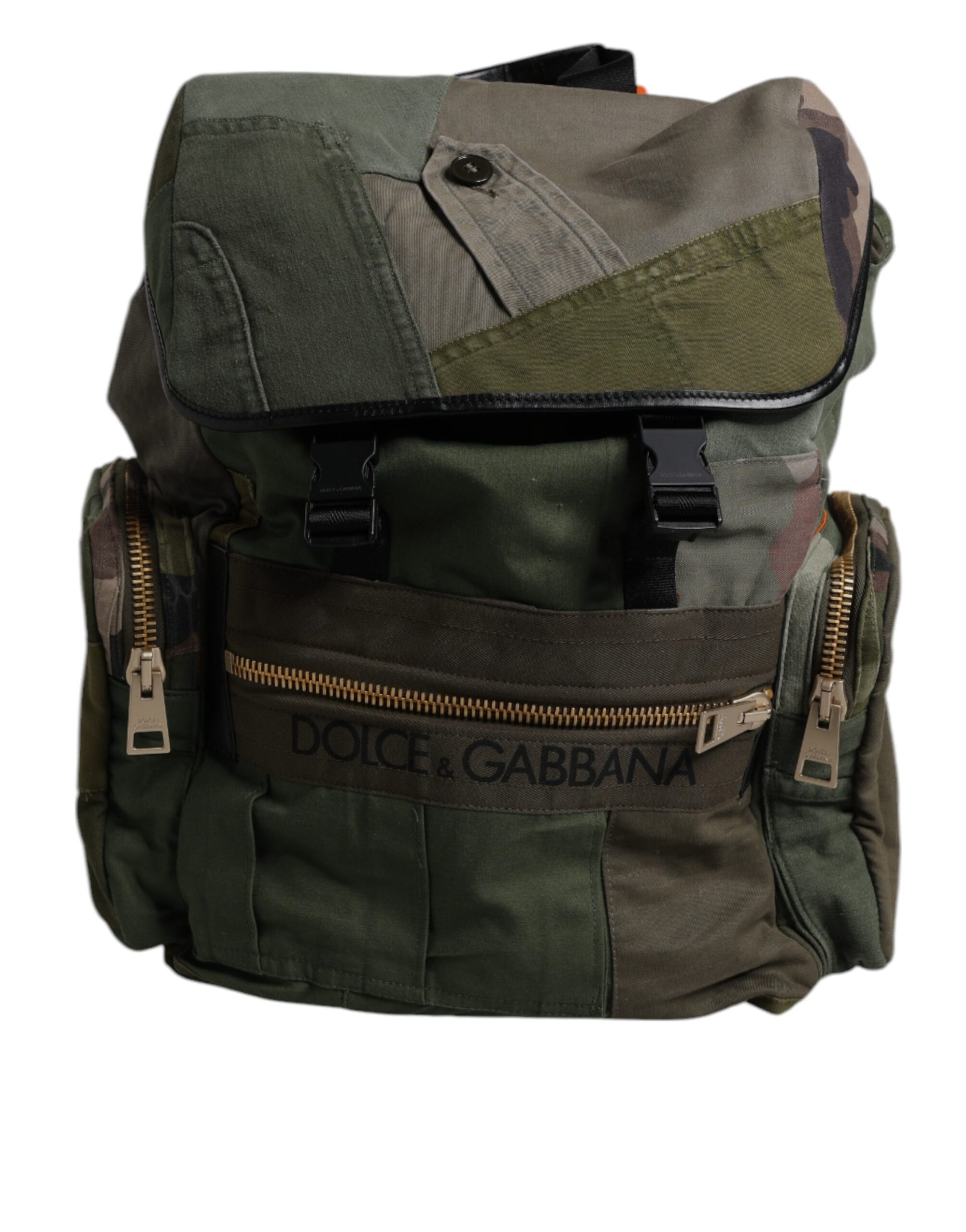 Sac à dos de voyage patchwork vert militaire Dolce & Gabbana