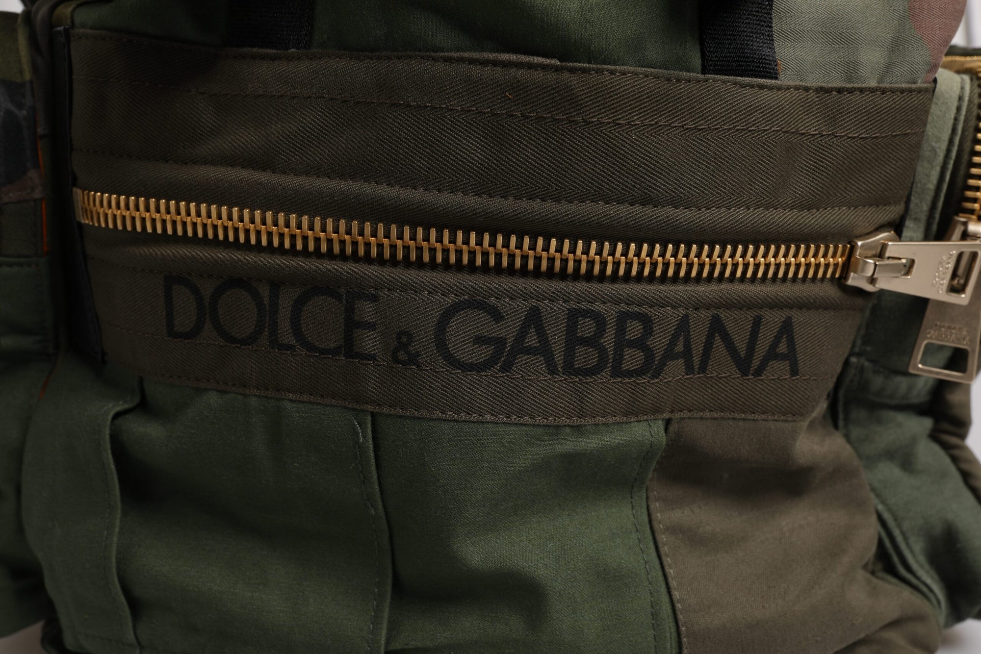 Sac à dos de voyage patchwork vert militaire Dolce & Gabbana