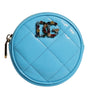 Portefeuille porte-monnaie rond Dolce & Gabbana en cuir d'agneau bleu clair DG Crystal