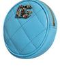 Portefeuille porte-monnaie rond Dolce & Gabbana en cuir d'agneau bleu clair DG Crystal