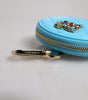 Portefeuille porte-monnaie rond Dolce & Gabbana en cuir d'agneau bleu clair DG Crystal