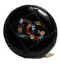 Portefeuille porte-monnaie rond en cuir d'agneau noir Dolce & Gabbana DG Crystal