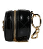 Portefeuille porte-monnaie rond en cuir d'agneau noir Dolce & Gabbana DG Crystal