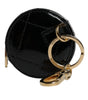 Portefeuille porte-monnaie rond en cuir d'agneau noir Dolce & Gabbana DG Crystal