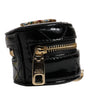 Portefeuille porte-monnaie rond en cuir d'agneau noir Dolce & Gabbana DG Crystal