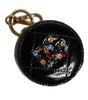 Portefeuille porte-monnaie rond en cuir d'agneau noir Dolce & Gabbana DG Crystal