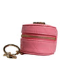 Portefeuille porte-monnaie rond en cuir d'agneau rose Dolce & Gabbana DG Crystal