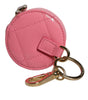 Portefeuille porte-monnaie rond en cuir d'agneau rose Dolce & Gabbana DG Crystal