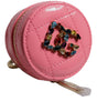 Portefeuille porte-monnaie rond en cuir d'agneau rose Dolce & Gabbana DG Crystal