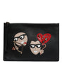 Pochette en cuir noir à ornements Dolce &amp; Gabbana #DGFamily