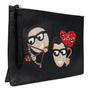 Pochette en cuir noir à ornements Dolce &amp; Gabbana #DGFamily