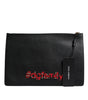 Pochette en cuir noir à ornements Dolce &amp; Gabbana #DGFamily