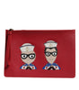 Pochette en cuir ornée Dolce &amp; Gabbana rouge #DGFamily