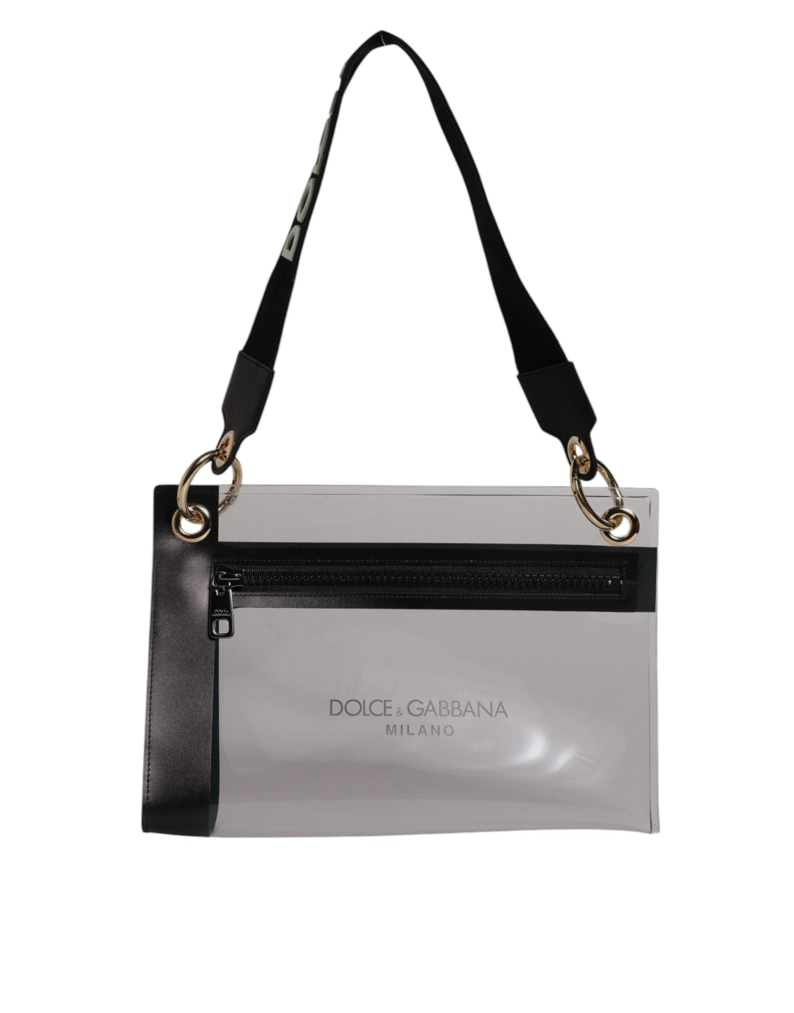 Dolce &amp; Gabbana Clear PVC Leather Pouch Shoulder Strap Bag