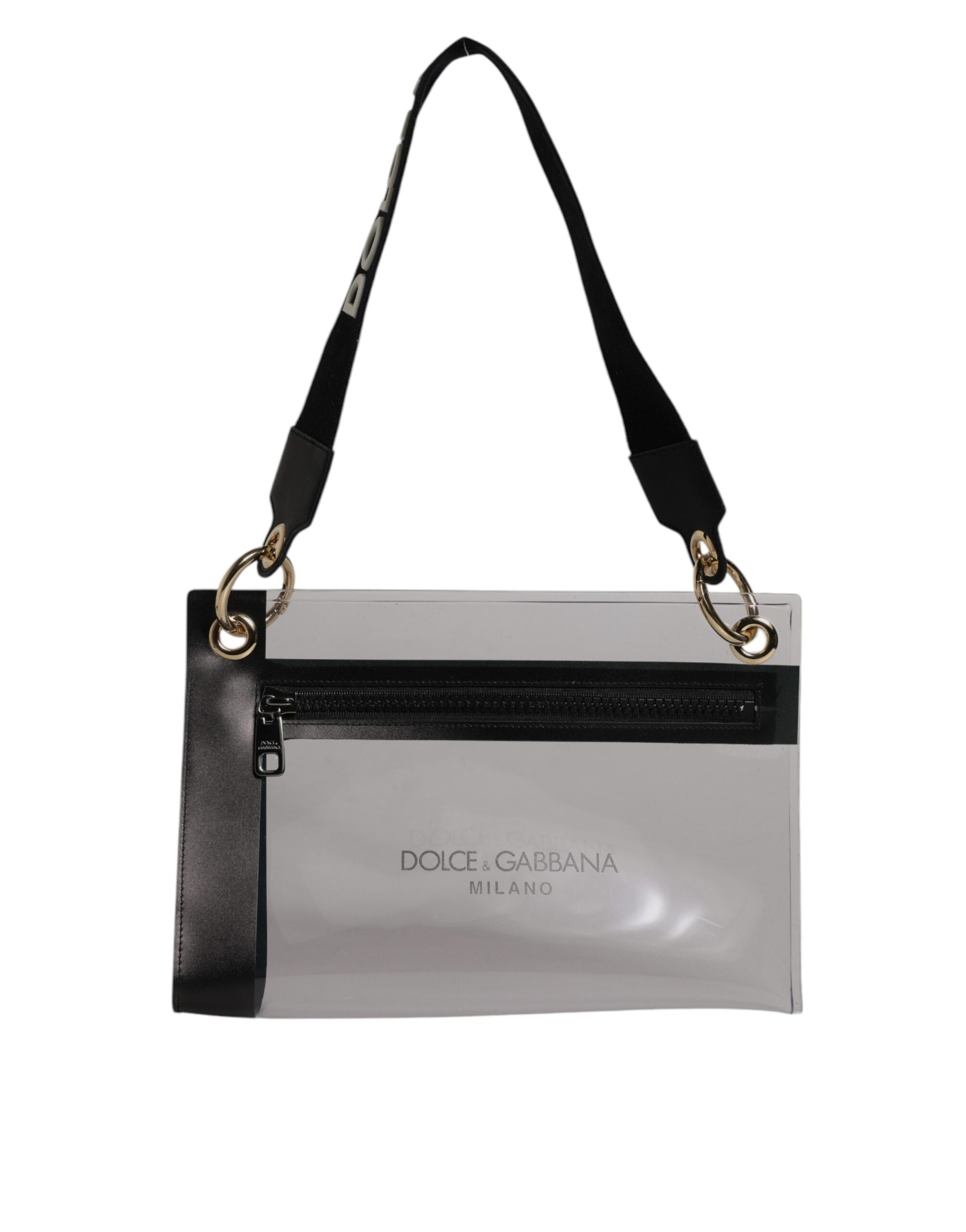 Dolce &amp; Gabbana Clear PVC Leather Pouch Shoulder Strap Bag