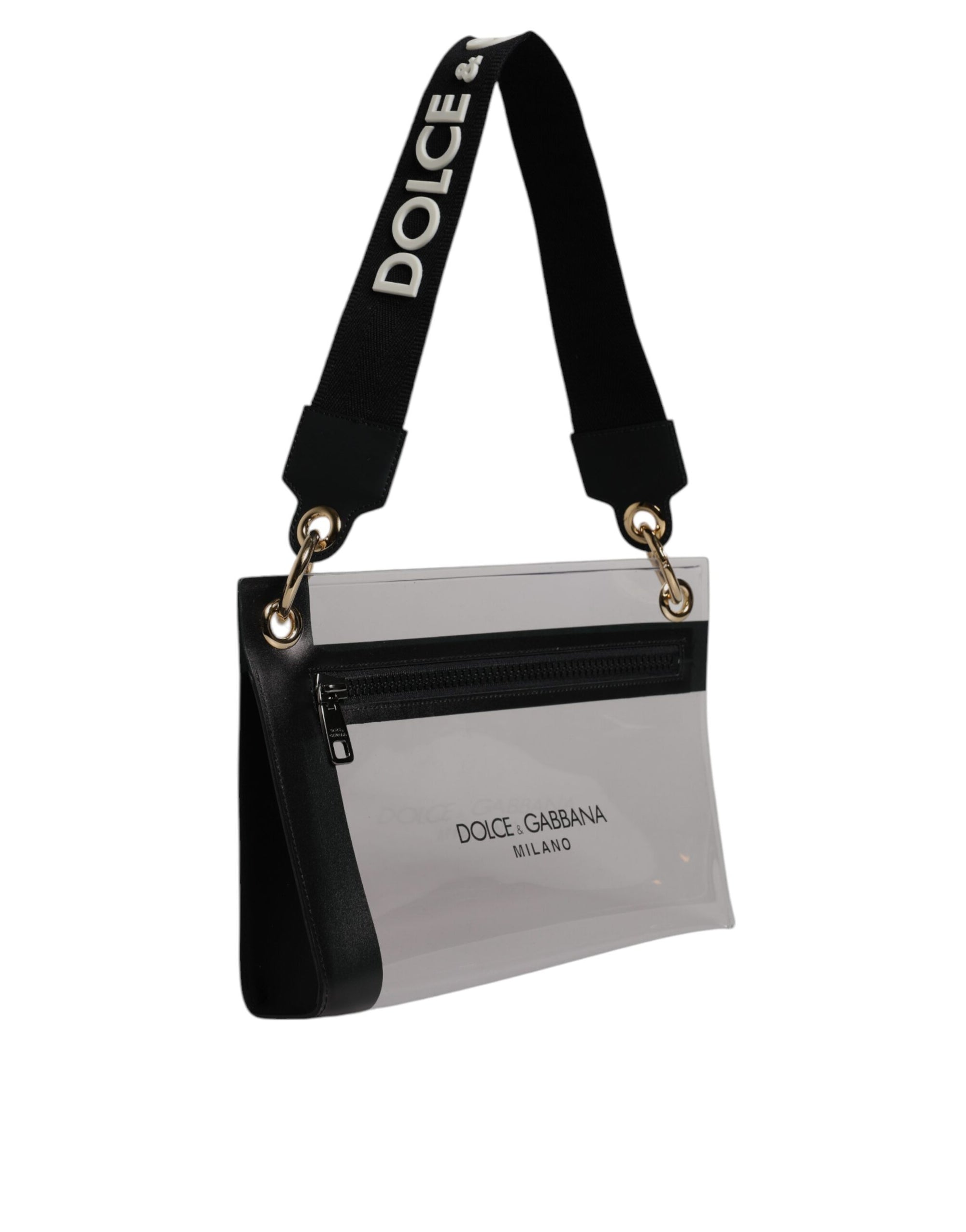 Dolce &amp; Gabbana Clear PVC Leather Pouch Shoulder Strap Bag