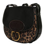 Dolce &amp; Gabbana Black Brown Leopard Leather Shoulder Strap Bag