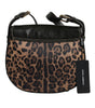Dolce &amp; Gabbana Black Brown Leopard Leather Shoulder Strap Bag