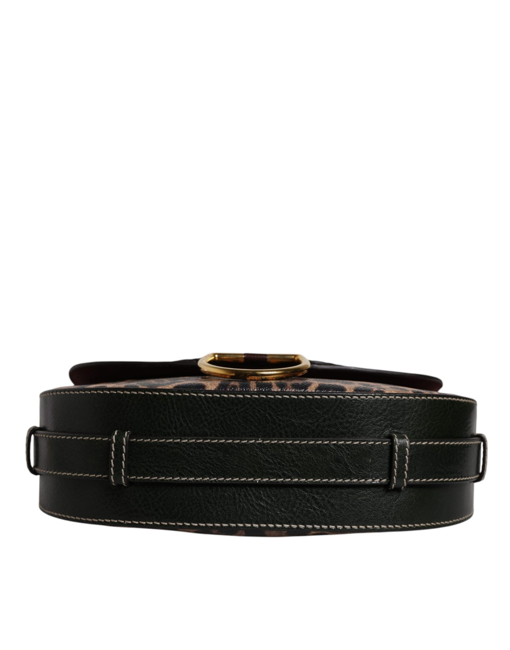 Dolce &amp; Gabbana Black Brown Leopard Leather Shoulder Strap Bag