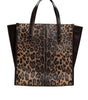 Dolce & Gabbana Brown Leopard Leather Shoulder Strap Tote Bag
