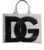 Dolce & Gabbana White Logo Print DG Daily Calfskin Shopping Tote Bag